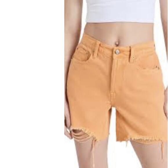 PISTOLA DEVIN High Rise Mom Cut off Button Fly Raw Hem Distress Short Nectar 30 - Picture 1 of 9